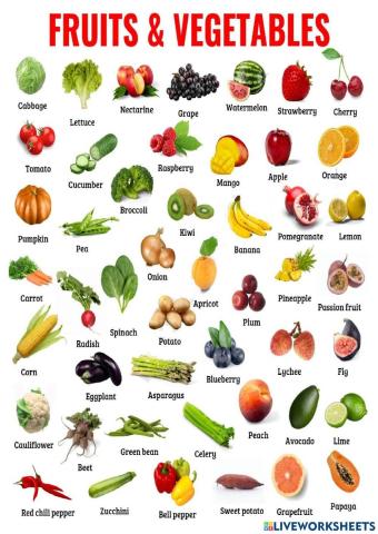 Fruits and vegetables