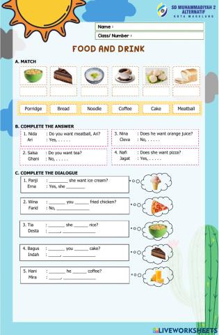 English - Food and Drink Grade 3