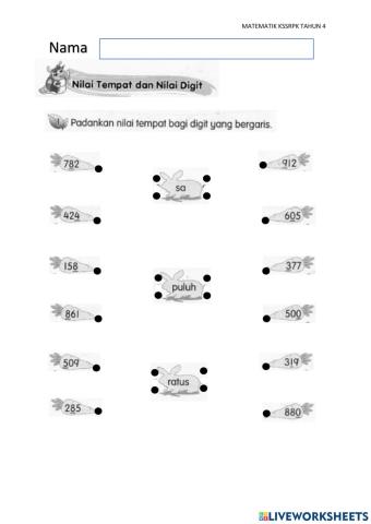 Nilai Tempat dan Nilai Digit