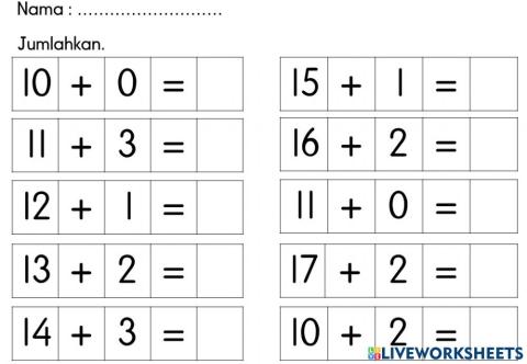 Latihan matematik tambah