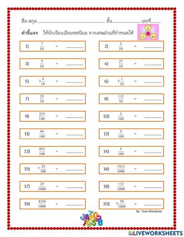 Fractions and decimals