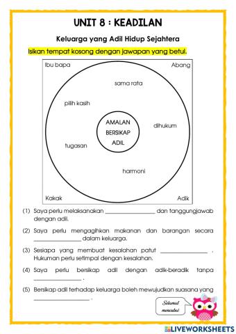 P.Moral Thn 2 : Keadilan (Amalan bersikap adil terhadap keluarga) LAT 2