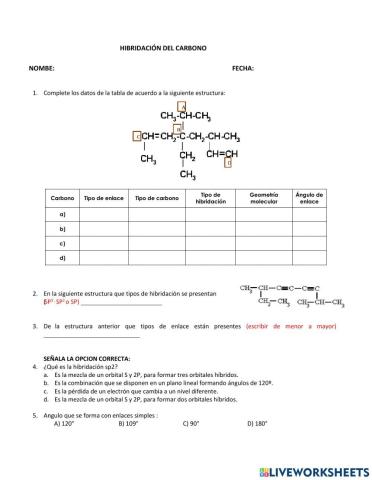 Hibridación del carbono