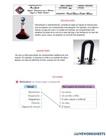 Decantación y Magnetismo