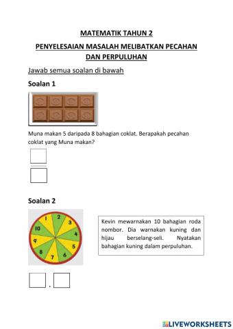 Penyelesaian Masalah Melibatkan Pecahan dan Perpuluhan Tahun 2