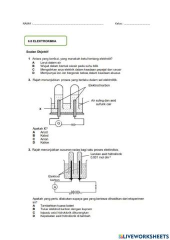 Soalan Pengukuhan Bab 6 Elektokimia