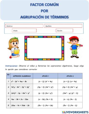 Factorización Agrupación de términos