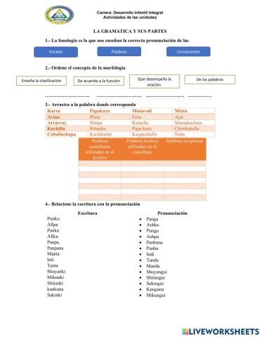 La gramática y sus partes