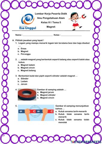 LKPD IPA Kelas VI SD Tema 5 Magnet