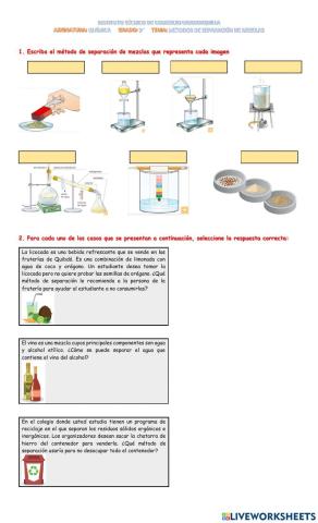 Métodos de separación de mezclas