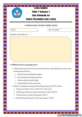 SOAL TEMA 7 SUBTEMA 1 Kelas 6