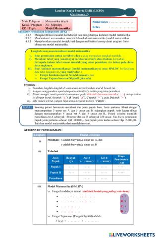 LKPD Model Matematika