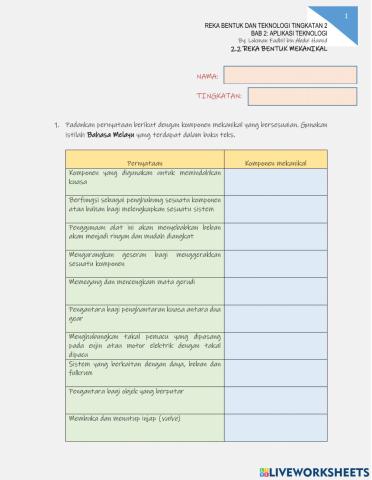 RBT Tingkatan 2: Aplikasi Teknologi - 2.2 Reka Bentuk Mekanikal