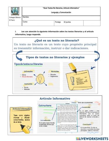 Textos no literarios, Artículo Informativo