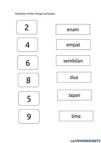 Padankan nombor dengan perkataan