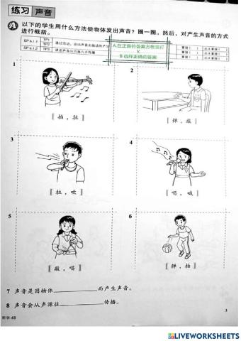 四年级科学 第六课 声音