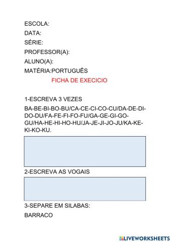 Ficha de execicio