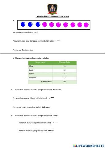 Peratusan objek tahun 4