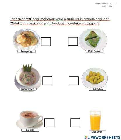 Menu sarapan pagi yang sesuai