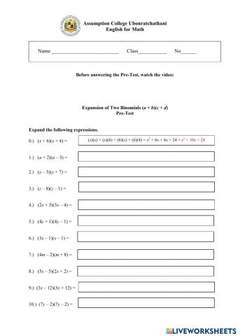 Expansion of Two Binomials