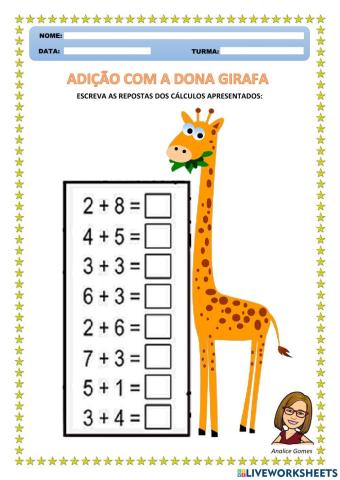 Adição Com a Dona Girafa