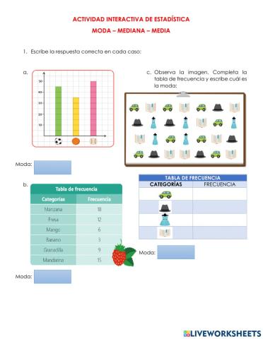 Moda, mediana y media