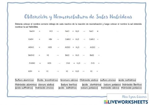 Nomenclatura de sales haloideas