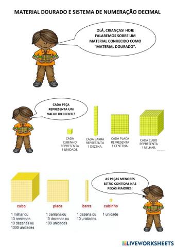 Sistema de Numeração Decimal- Material dourado