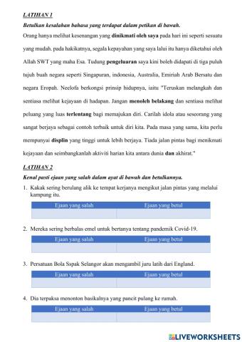 Latihan kesalahan bahasa