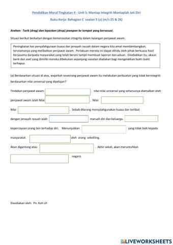 Pendidikan Moral Tingkatan 4 unit 5 m-s 25 &26 soalan Bahagian  C (a)
