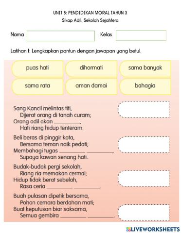 Pendidikan moral tahun 3  unit 8