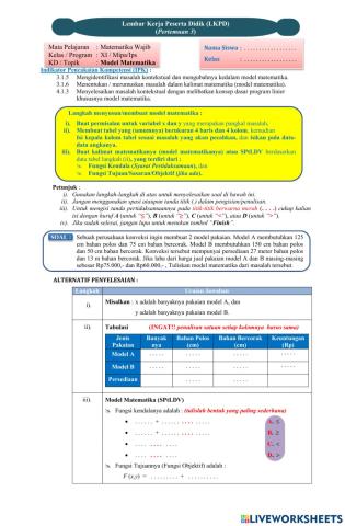 LKPD Model Matematika
