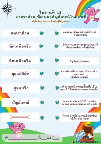 ใบงาน 1.3 มาตราส่วน ทิศ และสัญลักษณ์ในแผนที่