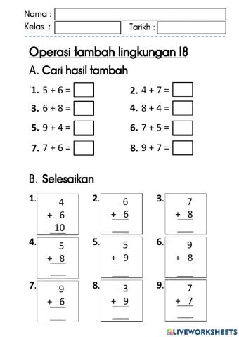 Operasi Tambah 18