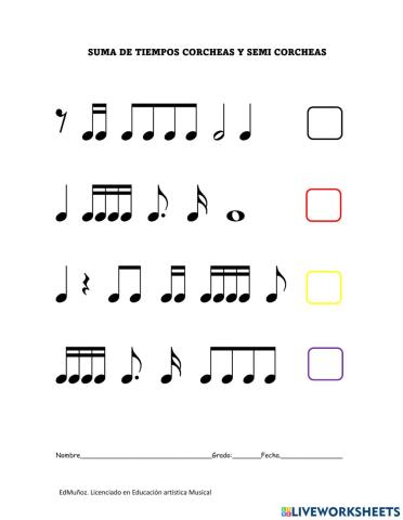 Sumas Corcheas Y semicorcheas
