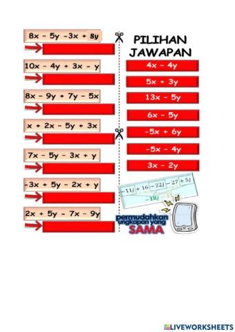 Penambahan dan penolakan ungkapan algebra