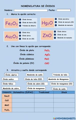 Nomenclatura óxidos