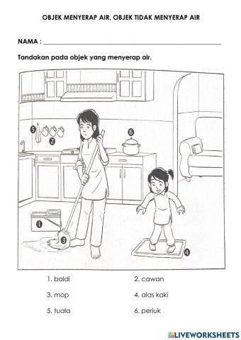 Objek Menyerap Air, Objek Tidak Menyerap Air