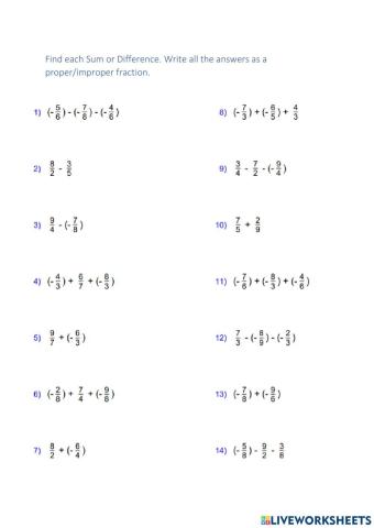 Add - Subtract Rational Numbers