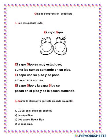 Comprensión de lectura letra S