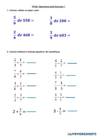 Operacions amb fraccions 1