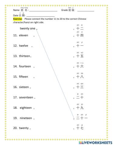 Exercise about number 11-20 ok