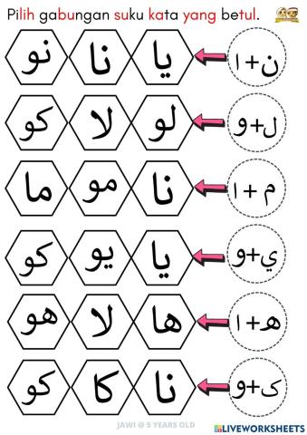 Huruf Jawi Gabungan Suku Kata ا dan و