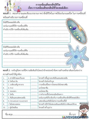 การเคลื่อนที่ของสิ่งมีชีวิต