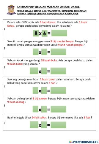 Latihan 4 Matematik KSSMKR Operasi Darab