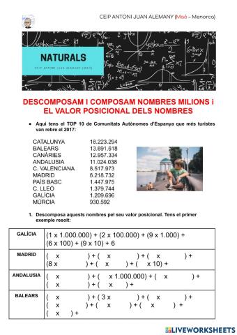 Composició, descomposició milions + valora relatiu