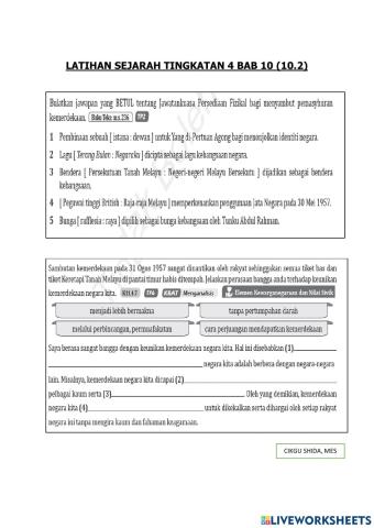 Sejarah Tingkatan 4 (Bab 10 : 10.2 -i)