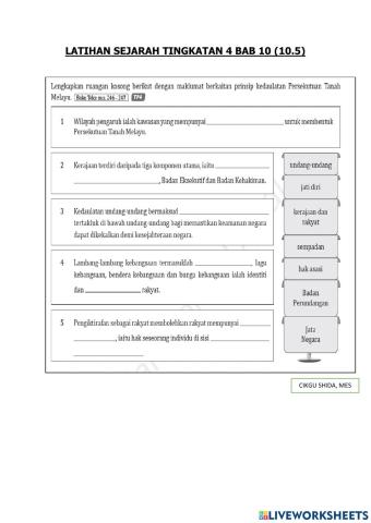 Sejarah Tingkatan 4 (Bab 10 : 10.5)