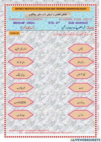 Fa 1 urdu 2021-22 science std 8 unit 1 activity 1