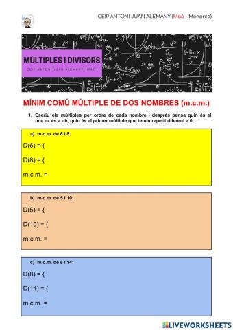 MÍNIM COMÚ MÚLTIPLE (m.c.m.)